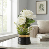 ceramic flower pot rose white 10"x4" china
