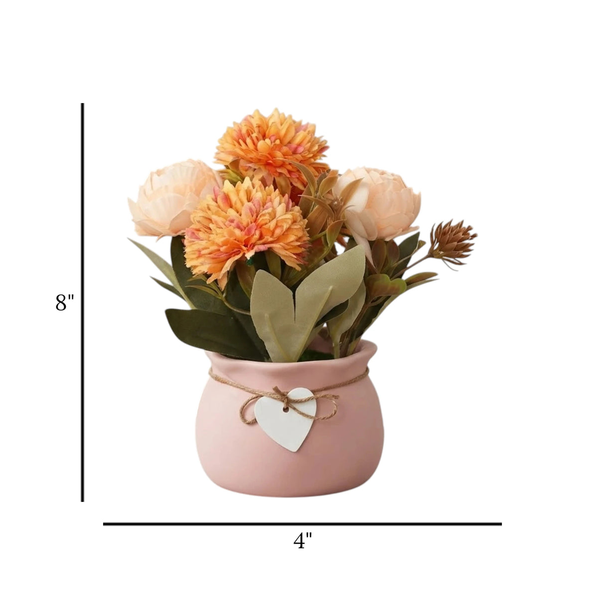 ceramic flower pot daisy orange 8"x4" china