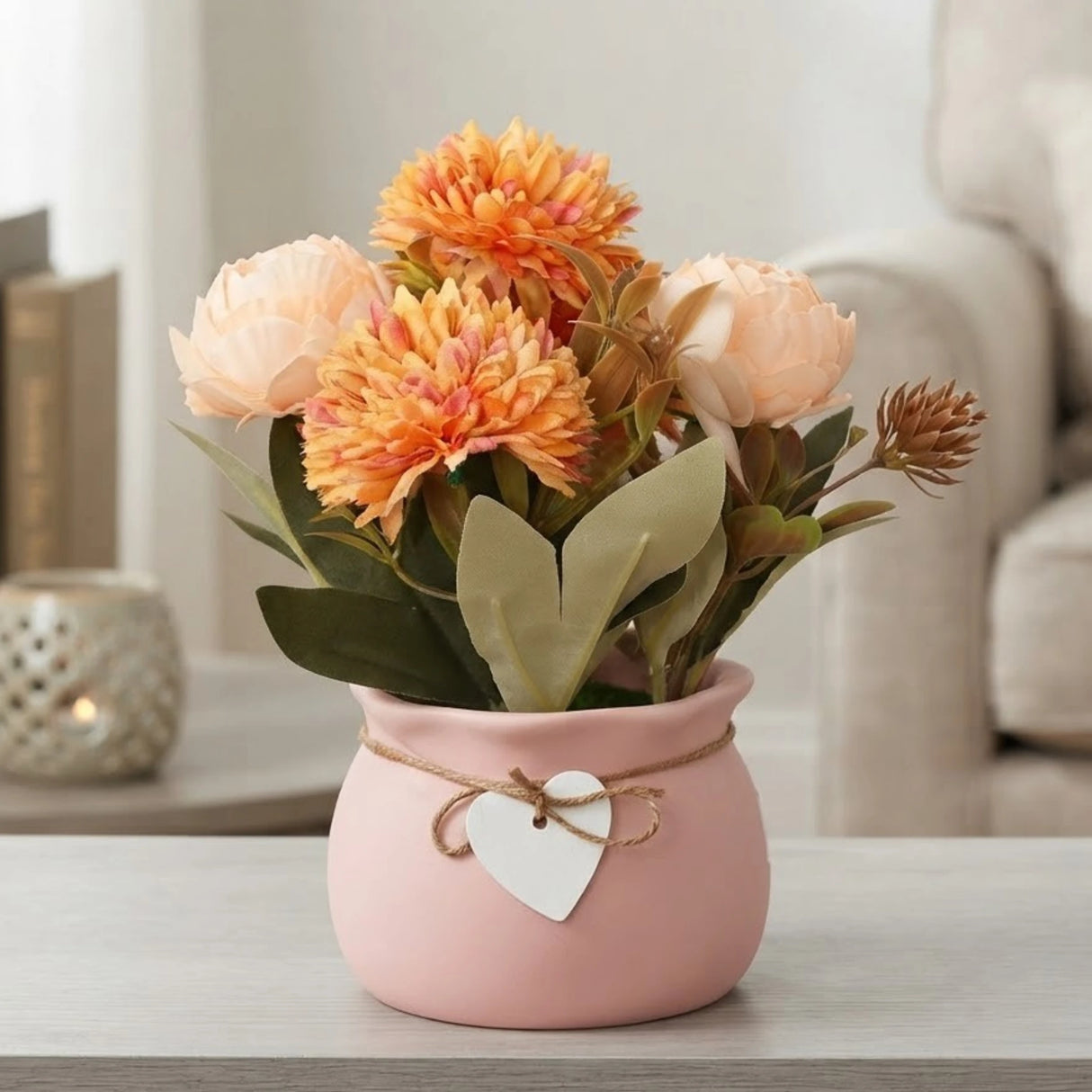 ceramic flower pot daisy orange 8"x4" china