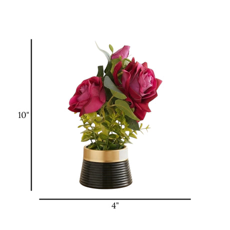 ceramic flower pot rose purple 10"x4" china