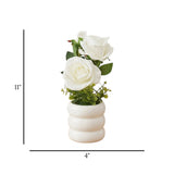ceramic flower pot rose white 11"x4" china