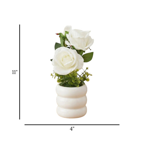 ceramic flower pot rose white 11"x4" china