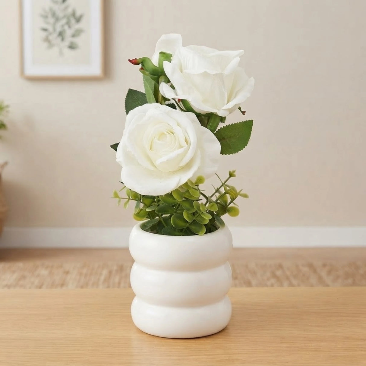 ceramic flower pot rose white 11"x4" china