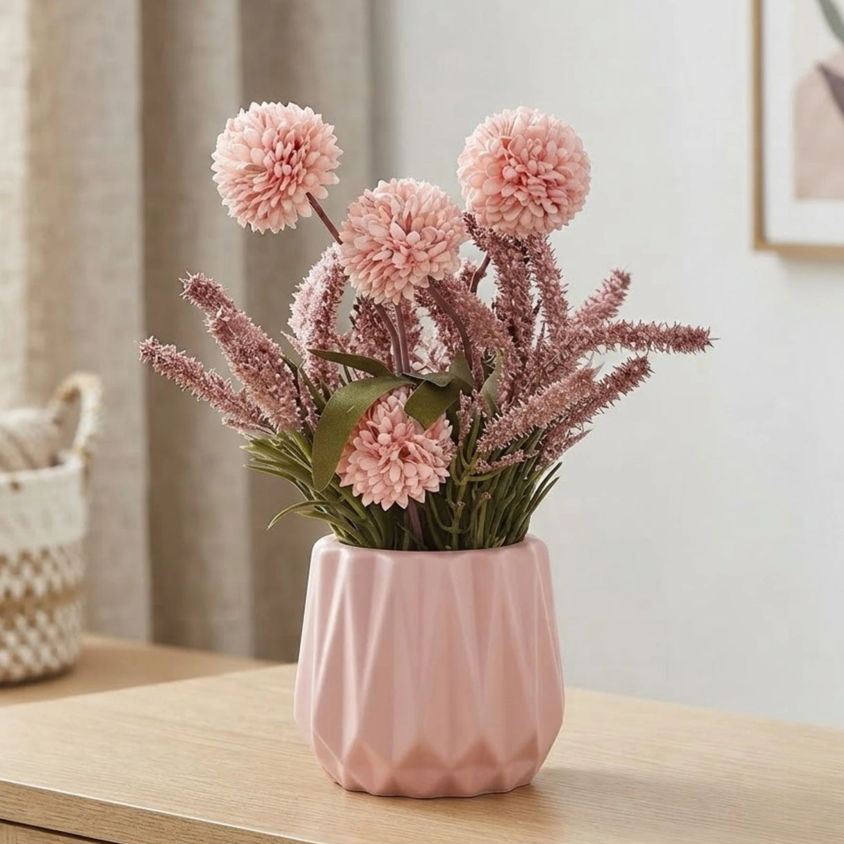 ceramic flower pot pompom peach 9"x3" china