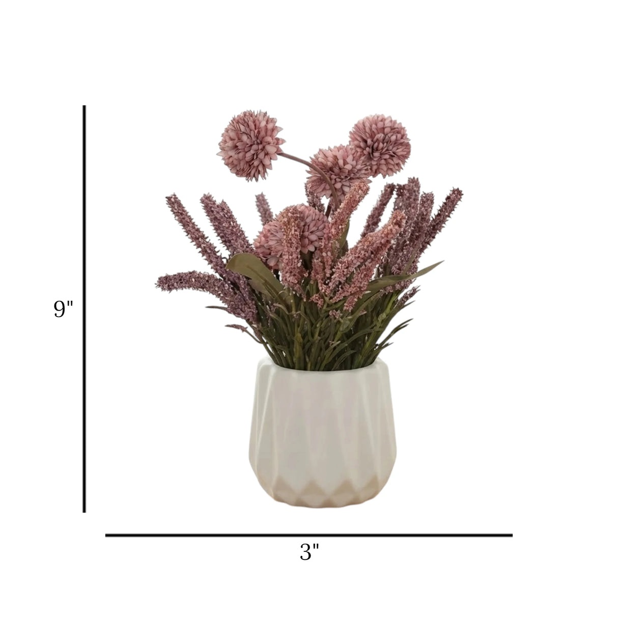 ceramic flower pot pompom purple 9"x3" china