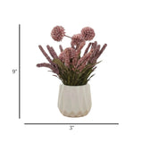 ceramic flower pot pompom purple 9"x3" china