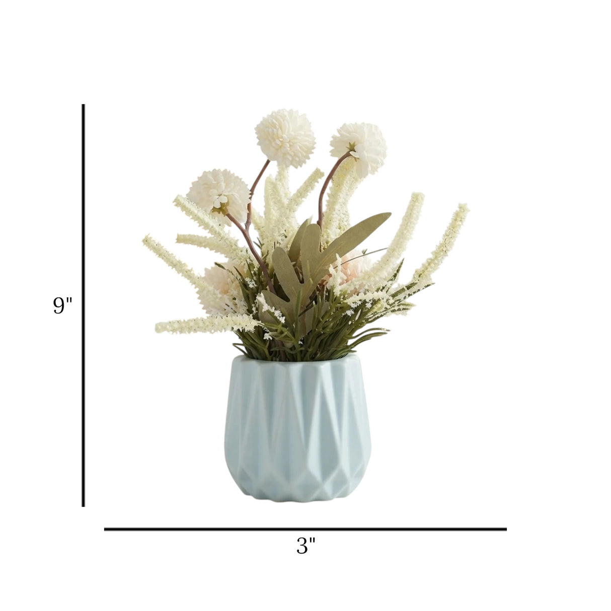 ceramic flower pot pompom white 9"x3" china