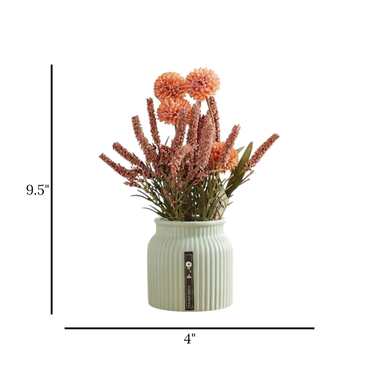 ceramic flower pot pompom orange 9.5"x4" china