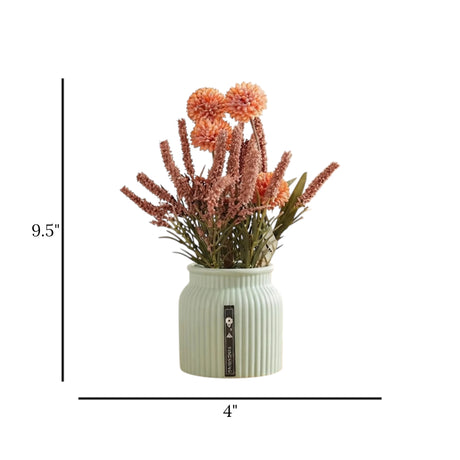 ceramic flower pot pompom orange 9.5"x4" china