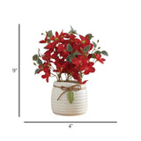 ceramic flower pot begonia red 9"x4" china