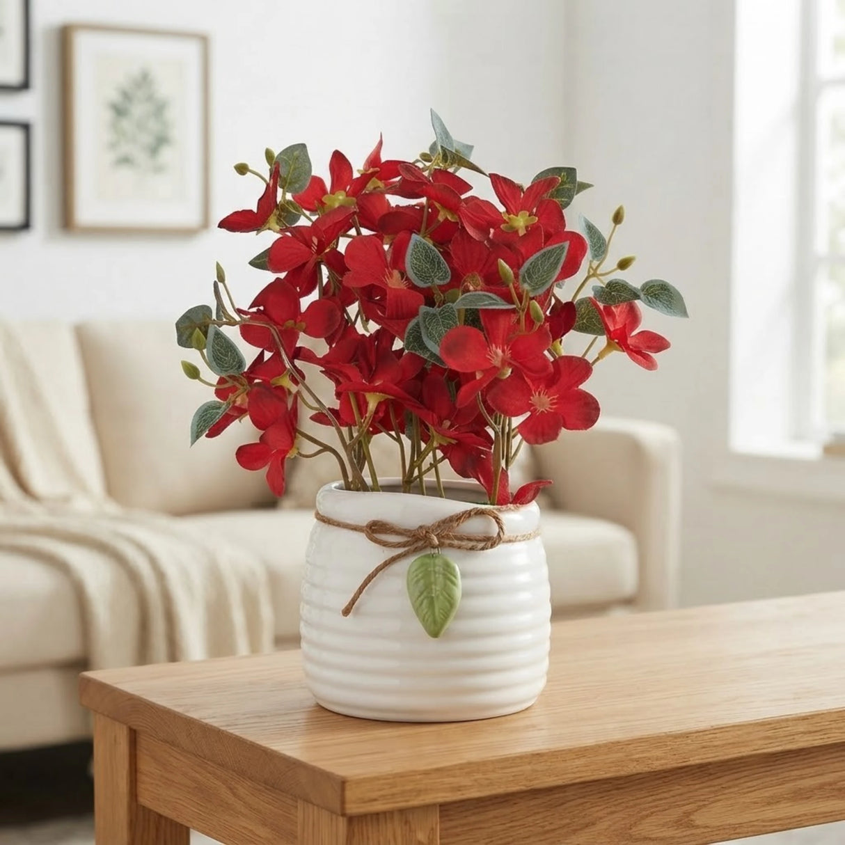 ceramic flower pot begonia red 9"x4" china