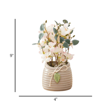 ceramic flower pot begonia 2tone white 9"x4" china