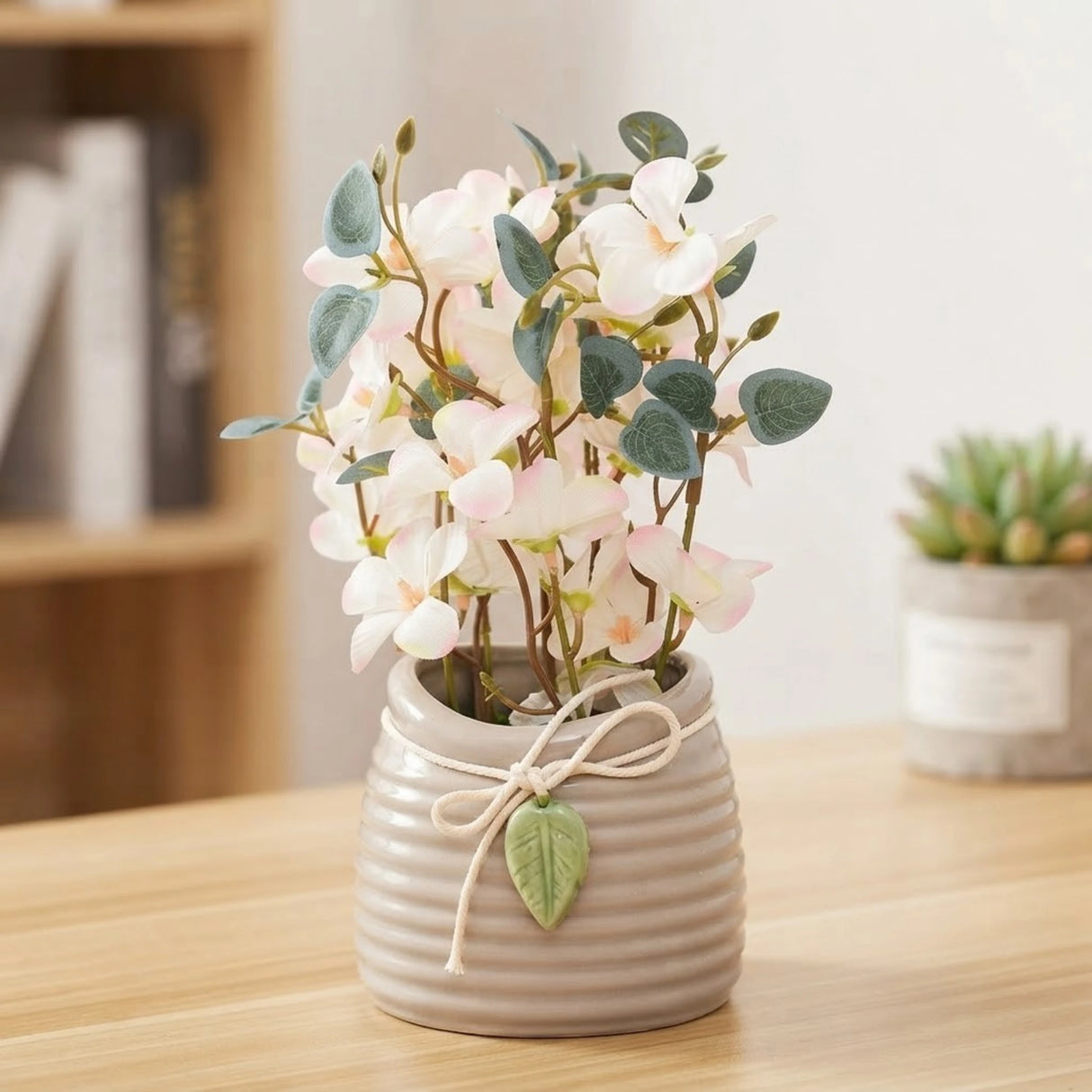 ceramic flower pot begonia 2tone white 9"x4" china