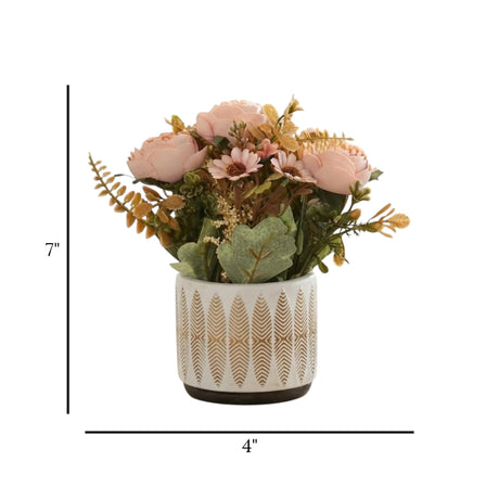 ceramic flower pot peony brown 7"x4" china