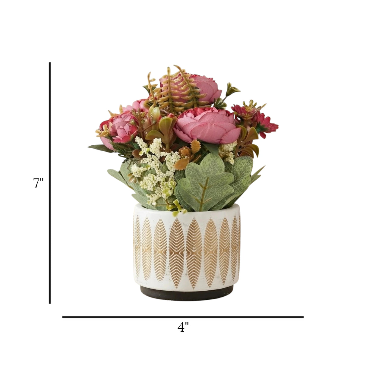 ceramic flower pot peony purple 7"x4" china