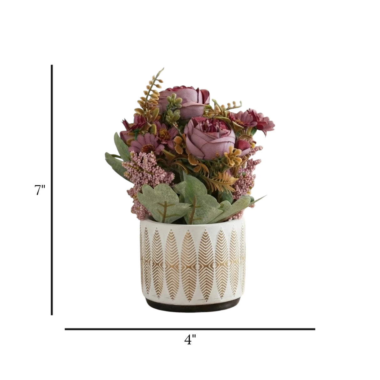 ceramic flower pot peony lavender 7"x4" china