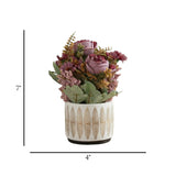 ceramic flower pot peony lavender 7"x4" china