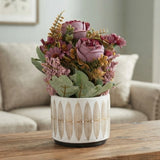 ceramic flower pot peony lavender 7"x4" china