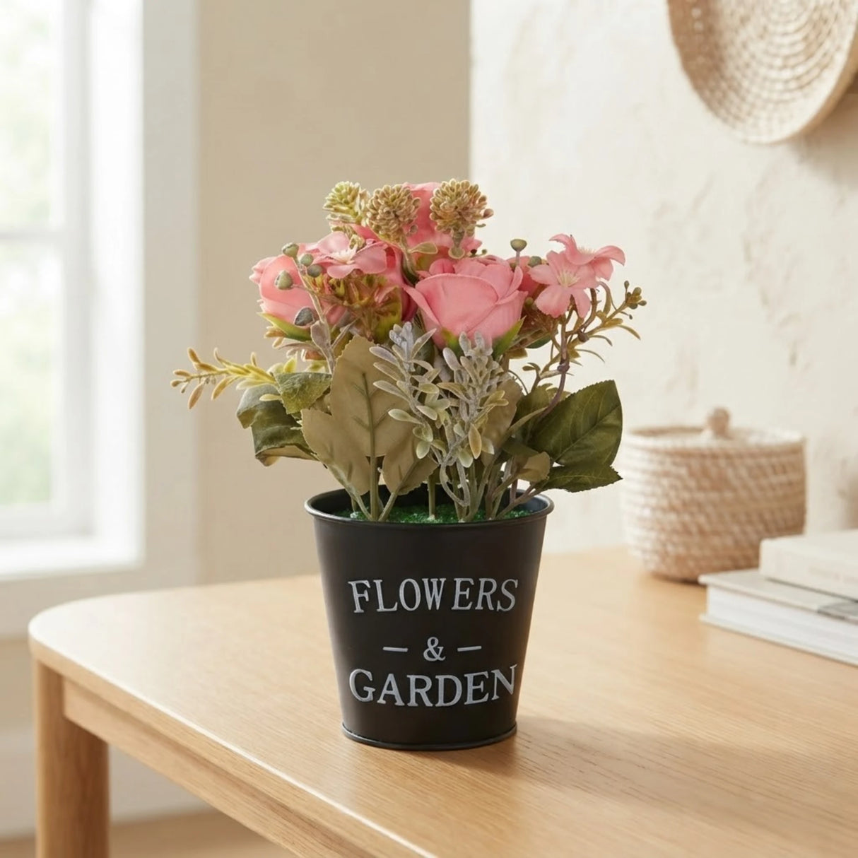 flower pot plastic rose pink 10''x4'' china