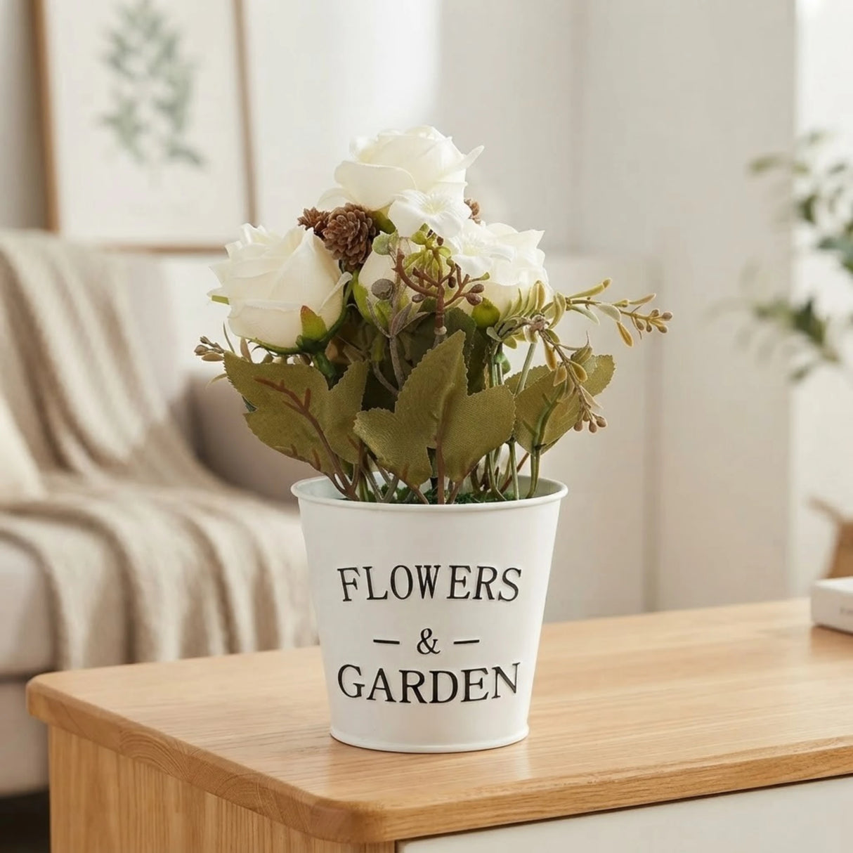 flower pot plastic rose white 10''x4'' china