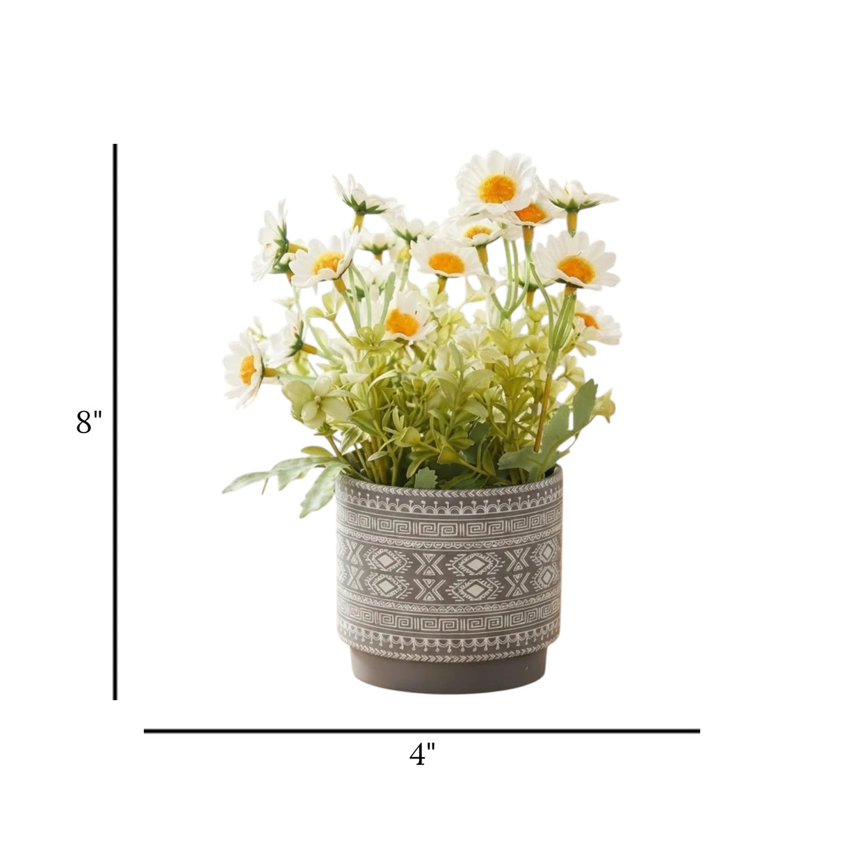 flower pot plastic daisy white 8''x4'' china