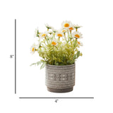 flower pot plastic daisy white 8''x4'' china