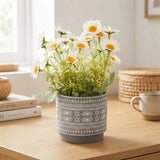 flower pot plastic daisy white 8''x4'' china