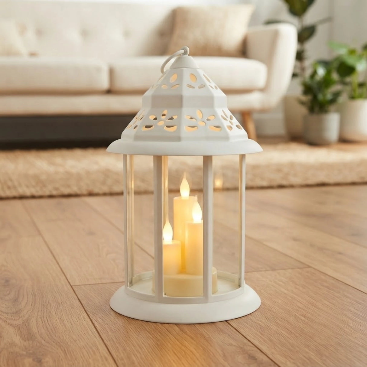 led lantern 3s plastic white large 13"x7" china
