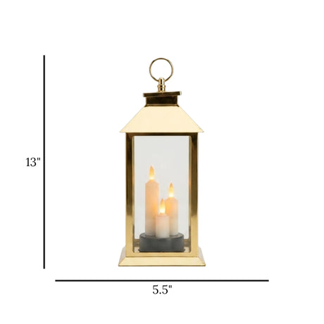 led lantern 3s plastic rectangle golden 13"x5.5" china