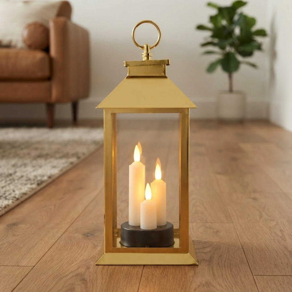 led lantern 3s plastic rectangle golden 13"x5.5" china