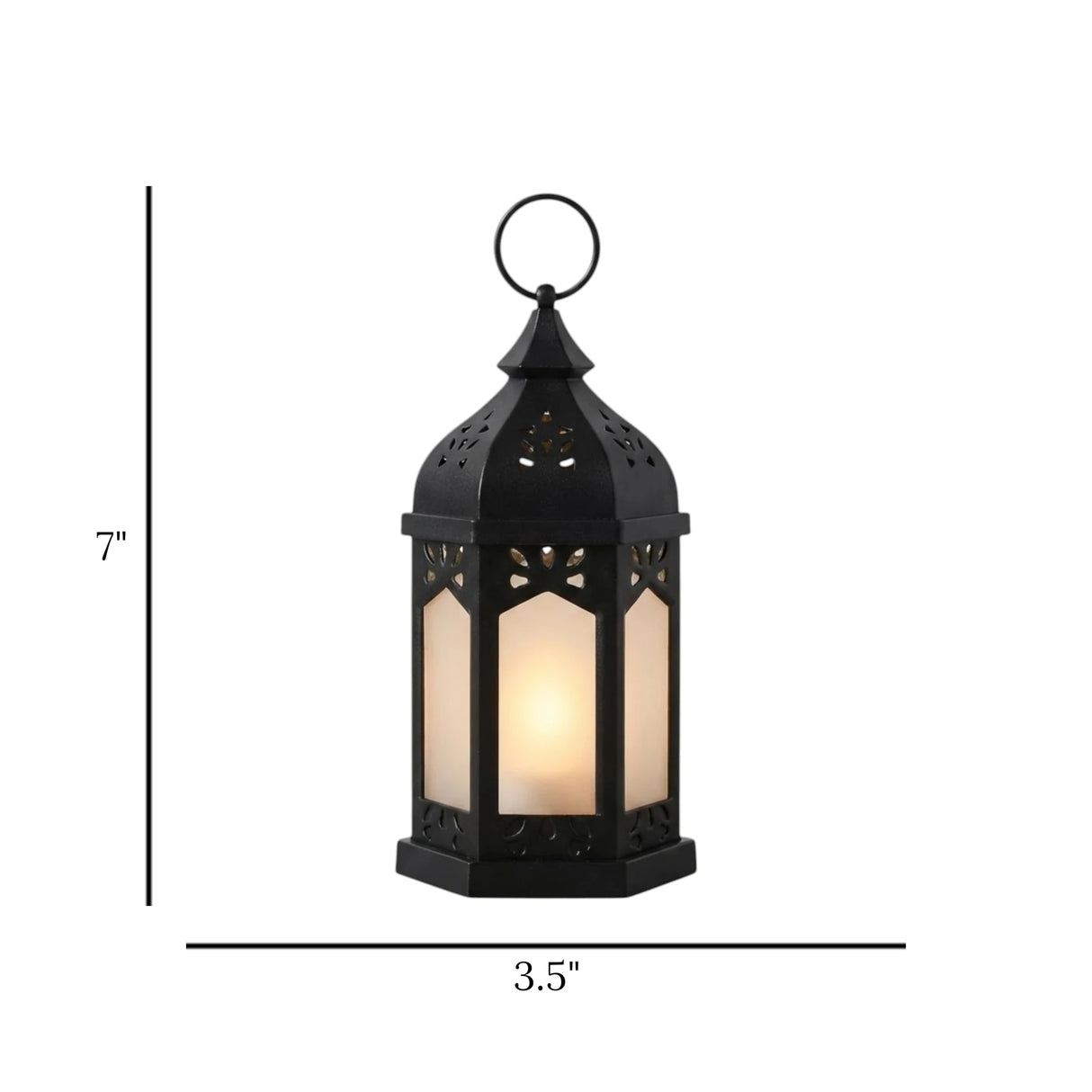 led lantern plastic hexagonal black 7"x3.5" china