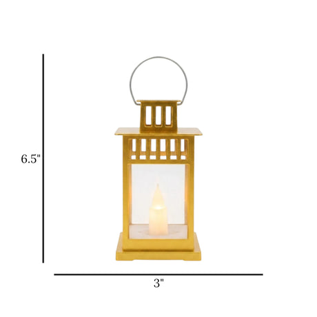 led lantern 1s plastic square golden 6.5"x3" china