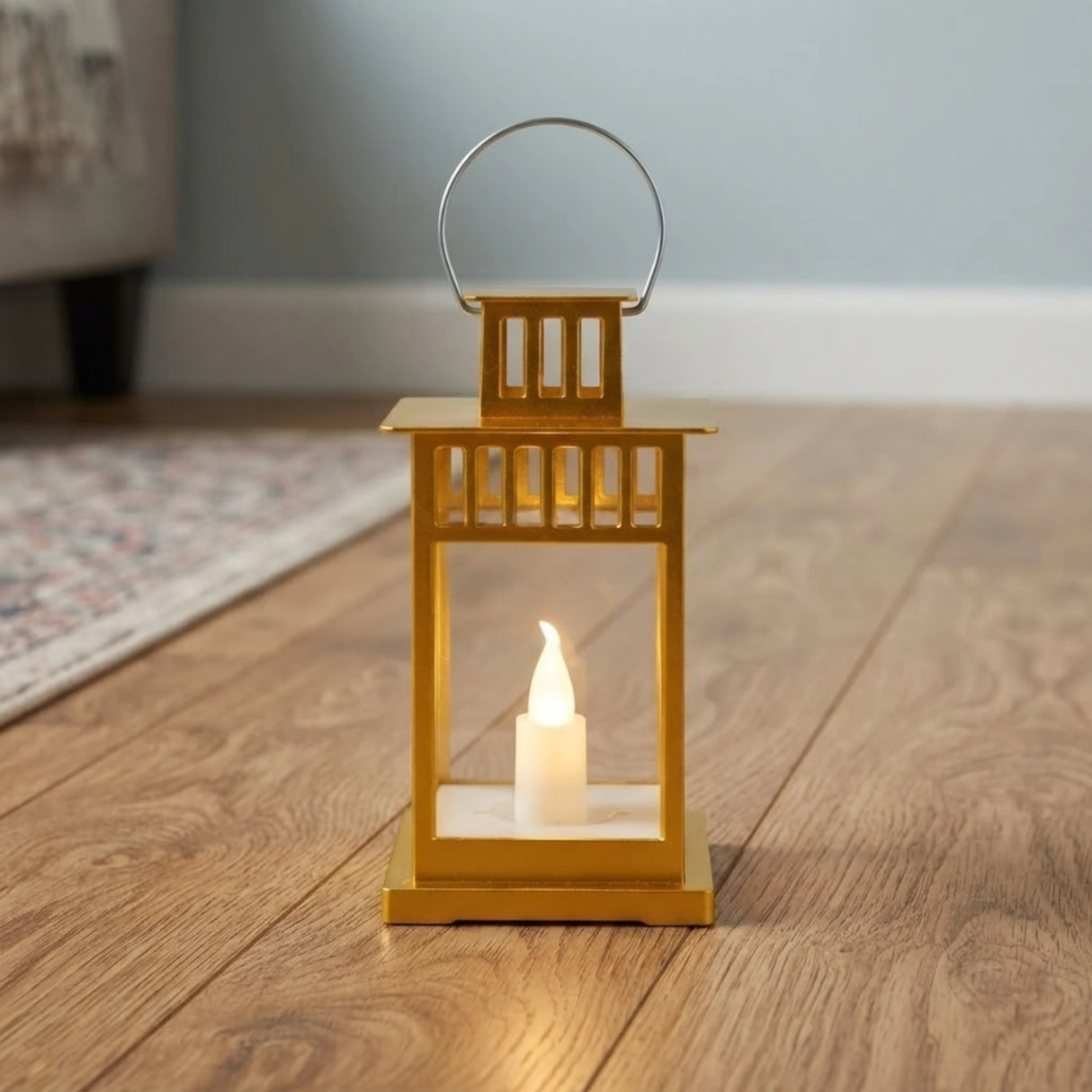 led lantern 1s plastic square golden 6.5"x3" china