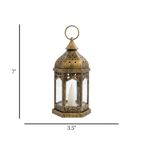 led lantern 1s plastic hexagonal antique golden 7"x3.5" china