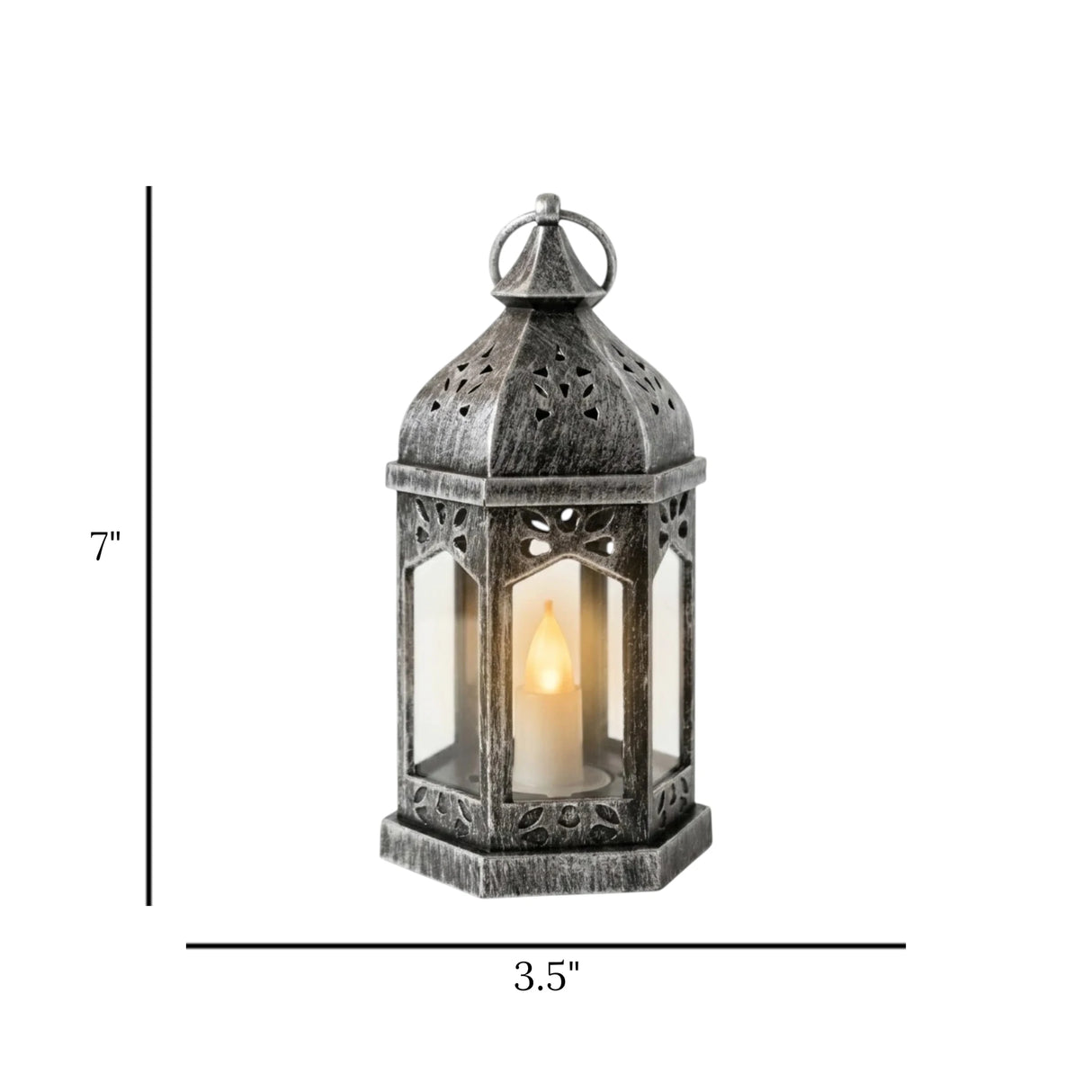 led lantern 1s plastic hexagonal silver 7"x3.5" china