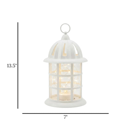 led lantern plastic cage white 13.5"x7" china