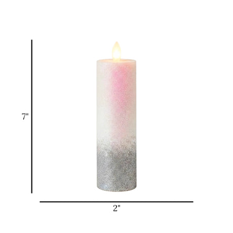 led candle with moving flame glitter white large 7"x2" china