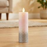 led candle with moving flame glitter white large 7"x2" china