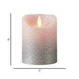 led candle with moving flame glitter white small 4"x3" china