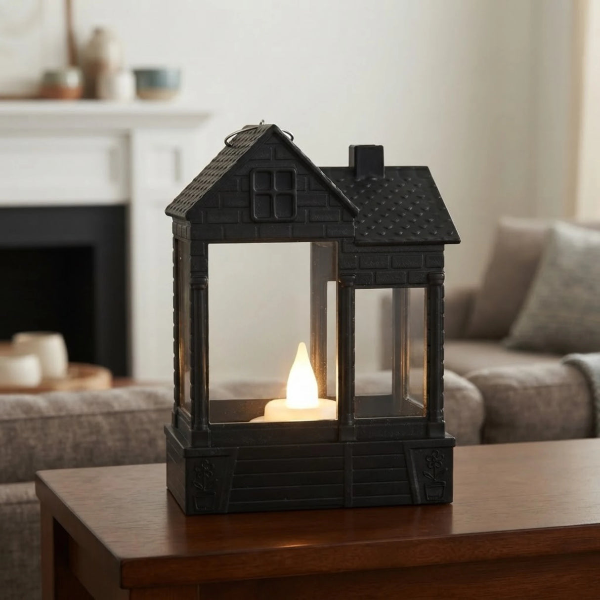 led lantern 1s plastic home black 5"x3.5" china