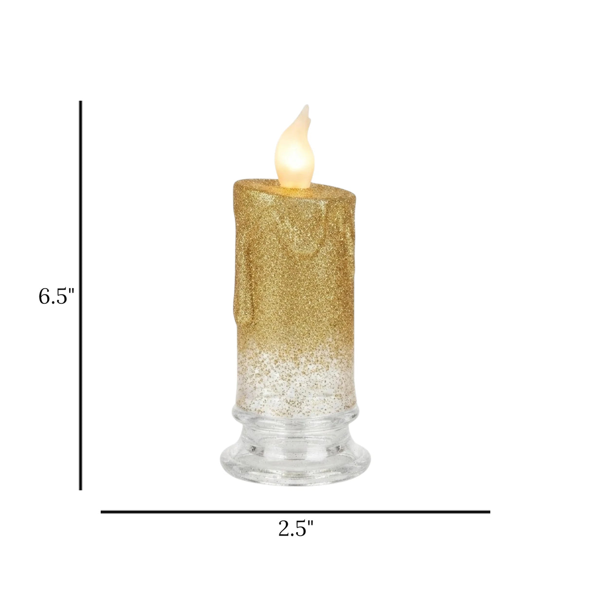 led candle plastic glitter golden large 6.5"x2.5" china