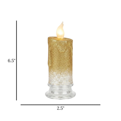 led candle plastic glitter golden large 6.5"x2.5" china