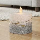 led candle with moving flame glitter white small 3"x3" china