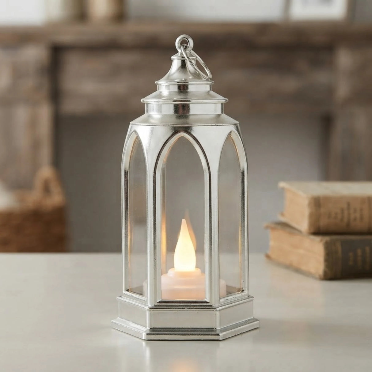 led lantern 1s plastic cylindrical silver 5"x2" china