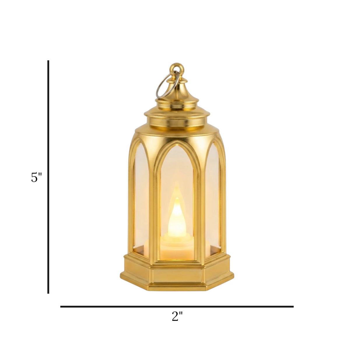 led lantern 1s plastic cylindrical golden 5"x2" china