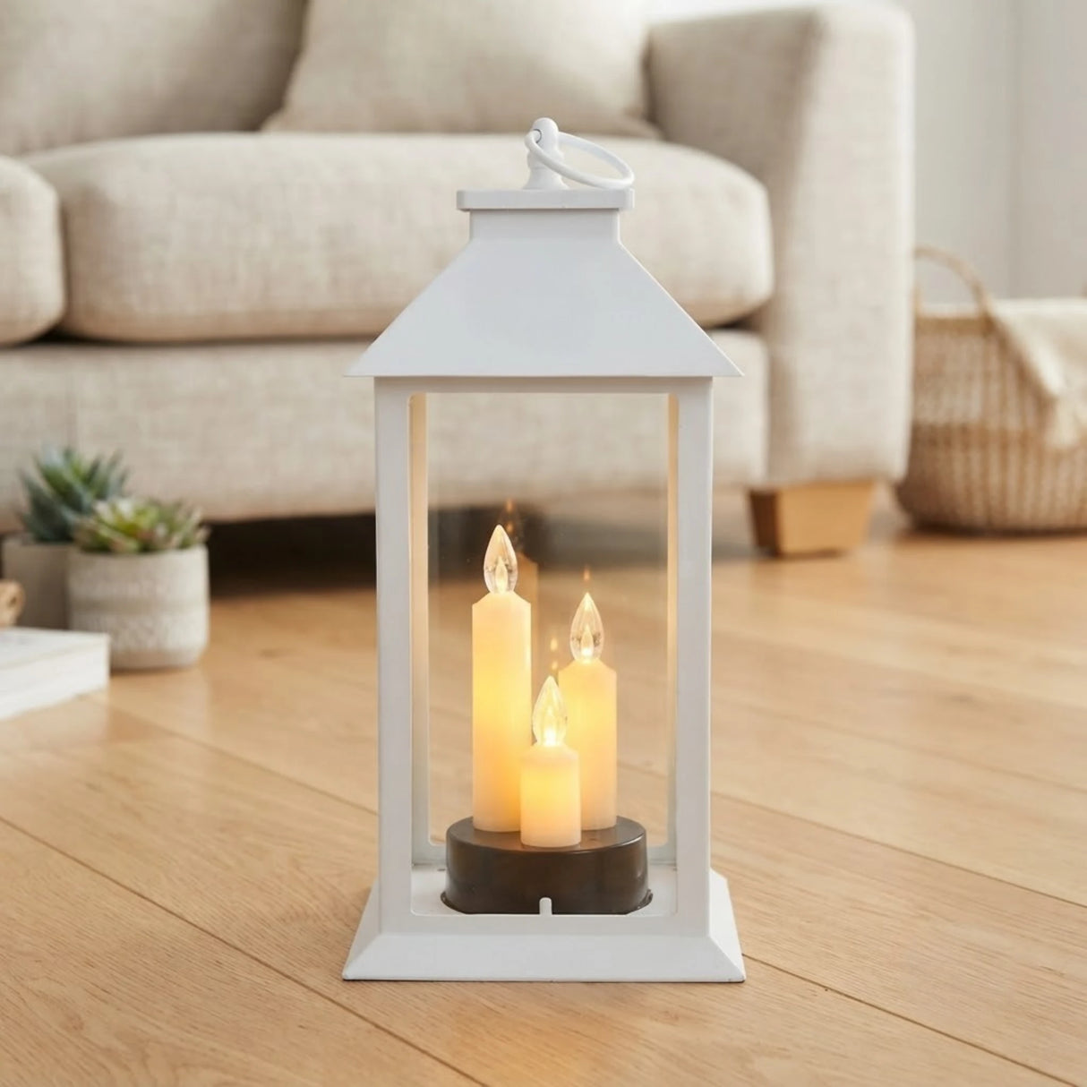 led lantern 3s plastic rectangular white 13"x5.5" china