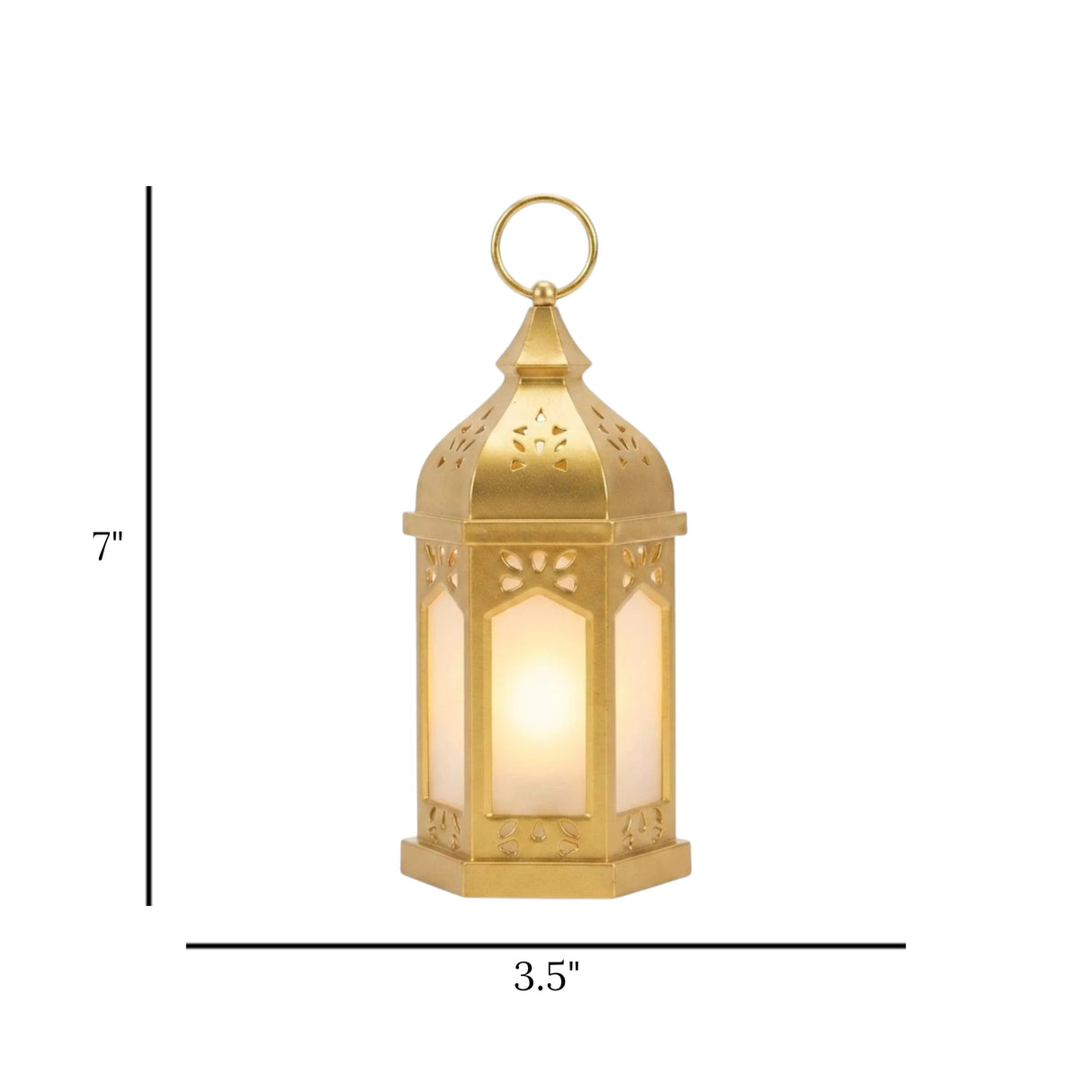 led lantern plastic hexagonal golden 7"x3.5" china