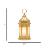 led lantern plastic hexagonal golden 7"x3.5" china
