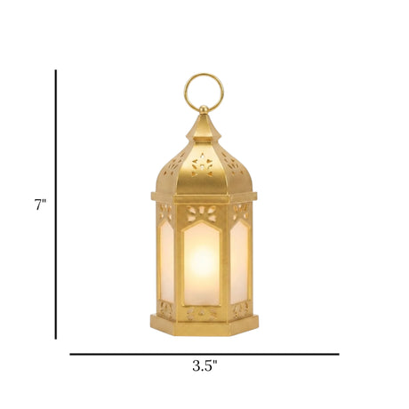 led lantern plastic hexagonal golden 7"x3.5" china
