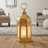 led lantern plastic hexagonal golden 7"x3.5" china